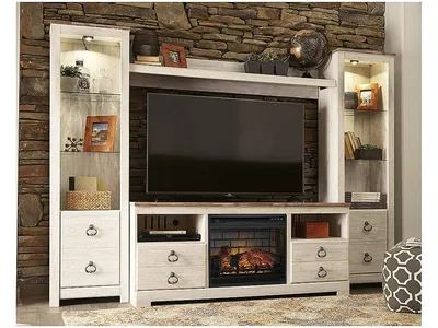 Willowton 4-Piece Entertainment Center with Electric Fireplace