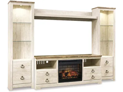 Willowton 4-Piece Entertainment Center with Electric Fireplace