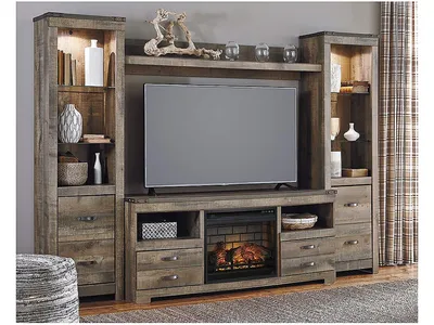 Trinell 4-Piece Entertainment Center with Electric Fireplace