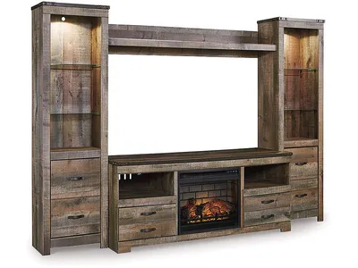 Trinell 4-Piece Entertainment Center with Electric Fireplace