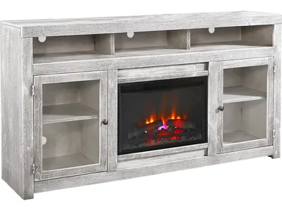 74" Highboy Fireplace Console W/ 2 Doors