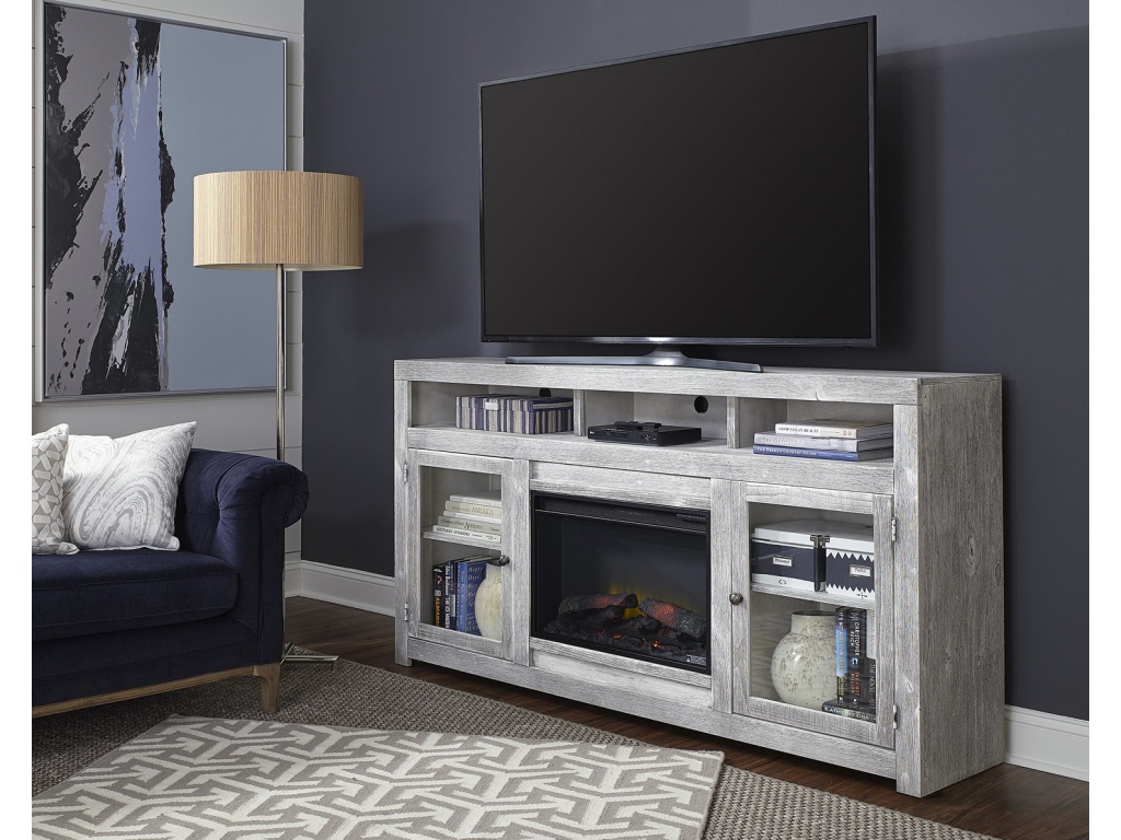 74" Highboy Fireplace Console W/ 2 Doors - image 1