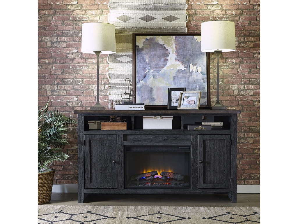 65" Fireplace Console W/ 2 Doors - image 1