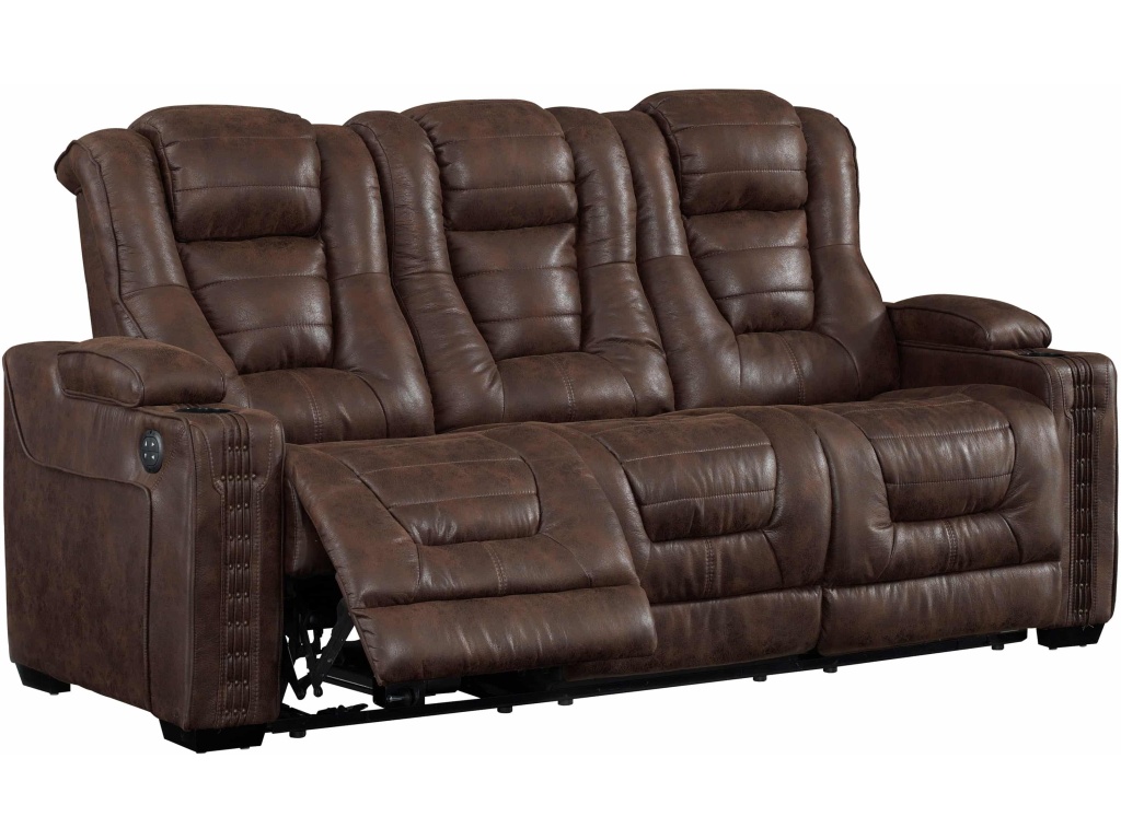 PRI Contemporary Power Recliner Sofa w/ Drop Down Table & USB charging in Walnut - image 1