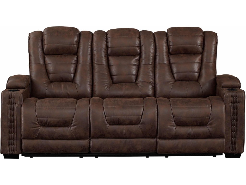 PRI Contemporary Power Recliner Sofa w/ Drop Down Table & USB charging in Walnut - image 3