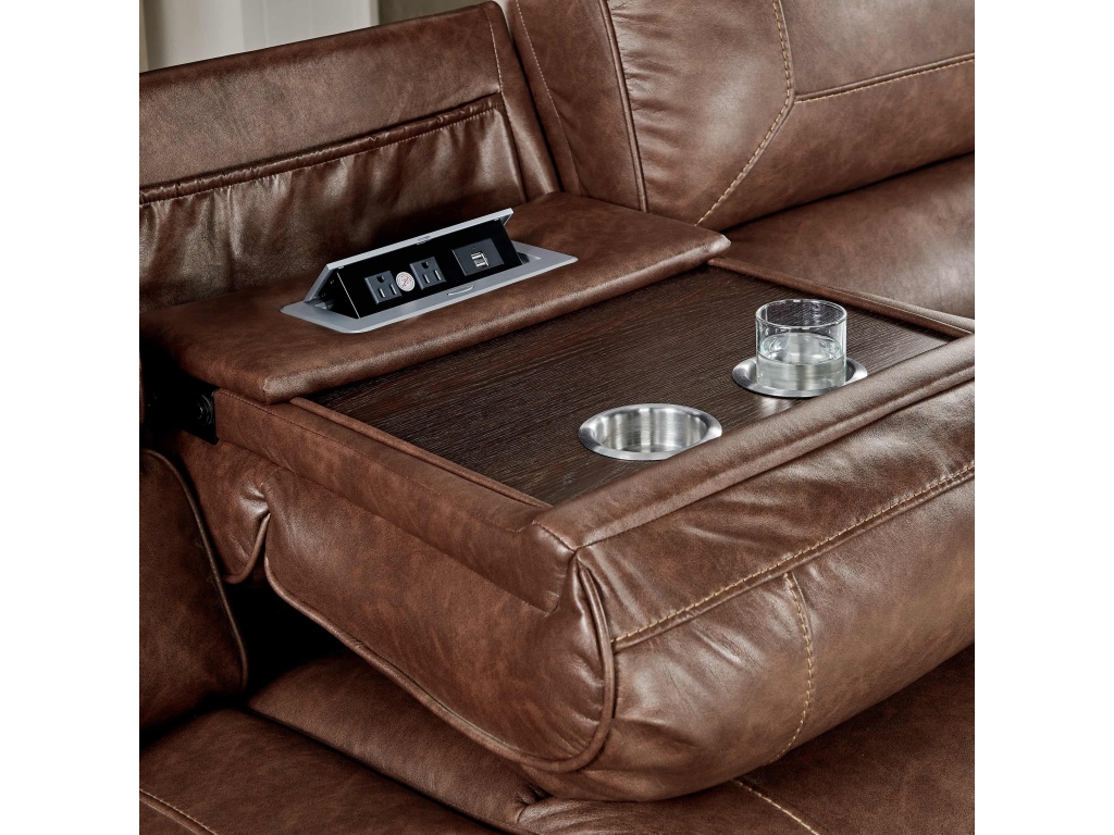 PRI Dual Recliner Sofa with Dropdown Charging Console in Mesquite Brown - image 5