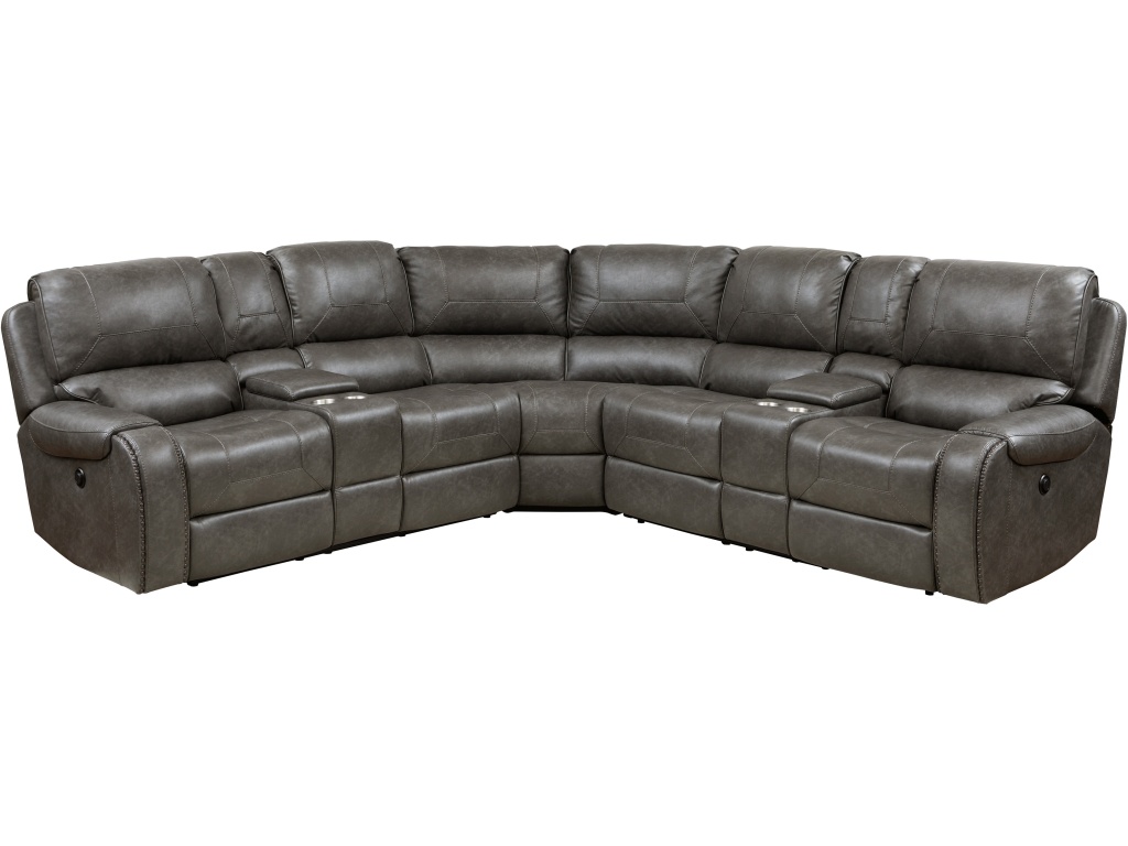 PRI 3 PC Glider Recliner Sectional in Oxford Steel - main image