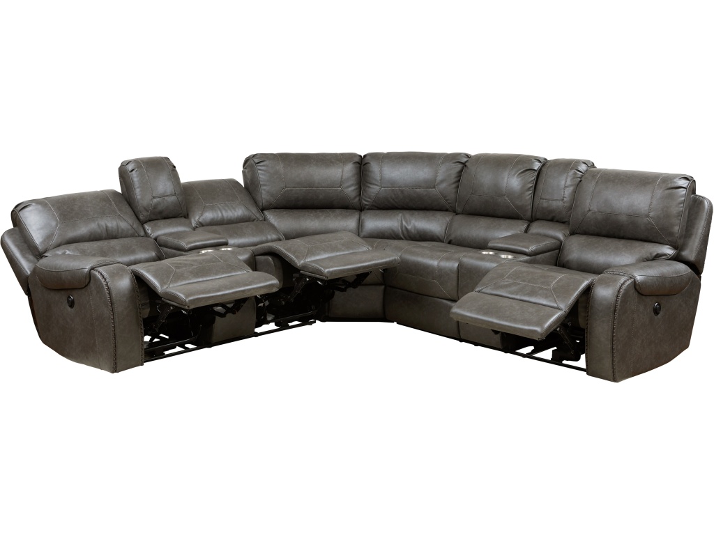 PRI 3 PC Glider Recliner Sectional in Oxford Steel - image 1