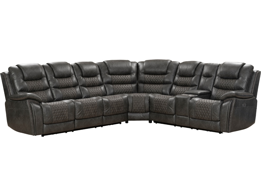 PRI 6 PC Contemporary Sectional Recliner w/ 2 Recliners in Outlaw Steel - main image