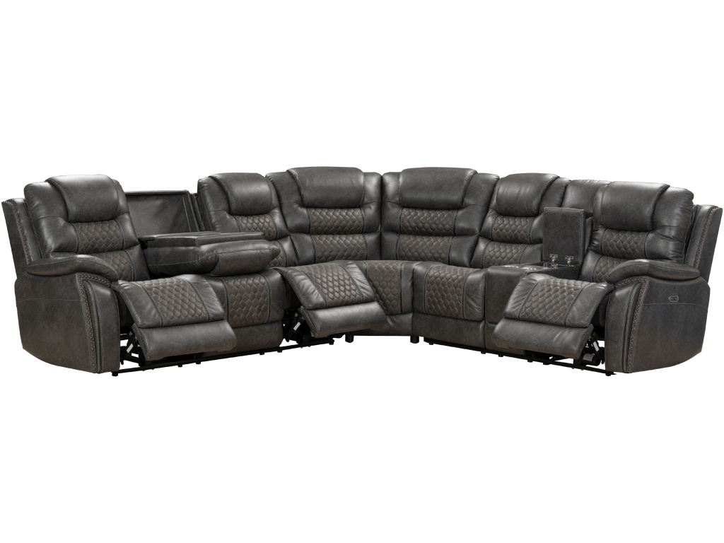 PRI 6 PC Contemporary Sectional Recliner w/ 2 Recliners in Outlaw Steel - image 1