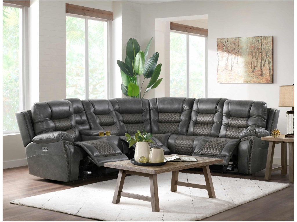 PRI 6 PC Contemporary Sectional Recliner w/ 2 Recliners in Outlaw Steel - image 5