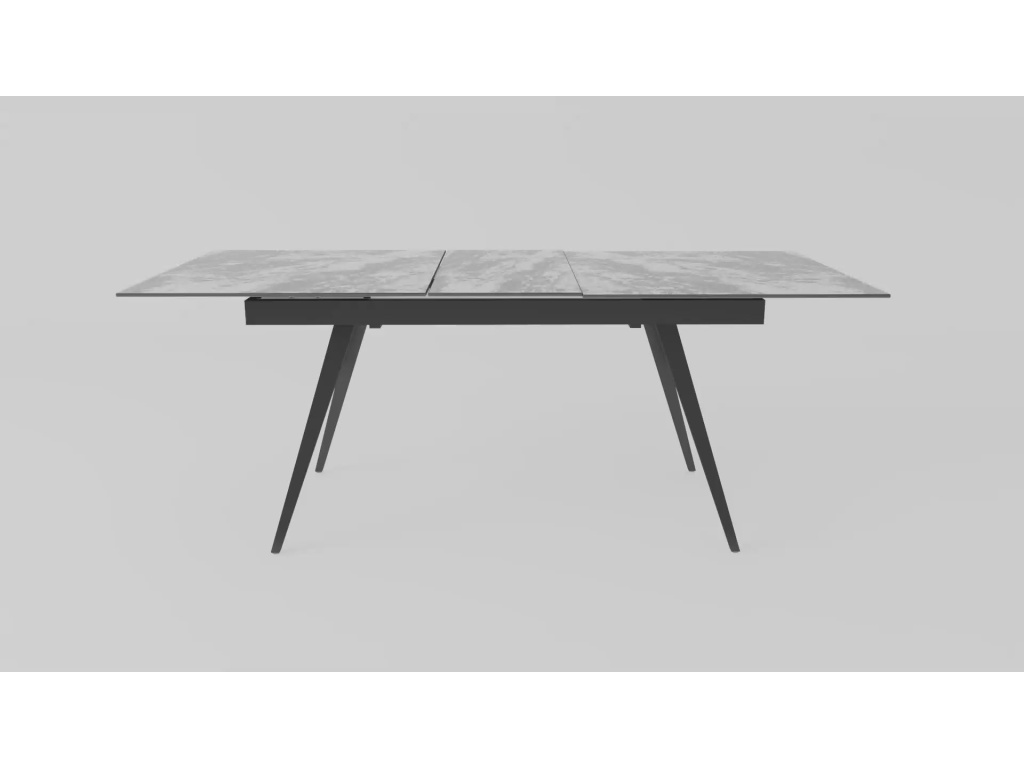 Lucia Extendable Stone Top Metal Leg Dining Table in Piedra and Black - image 8