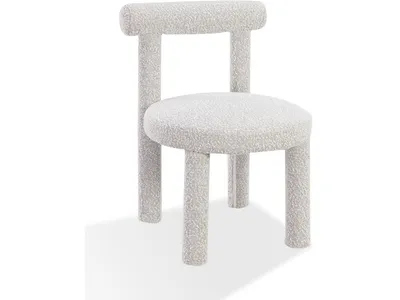 Addison Modern Dining Chair in Cotton Ball Boucle