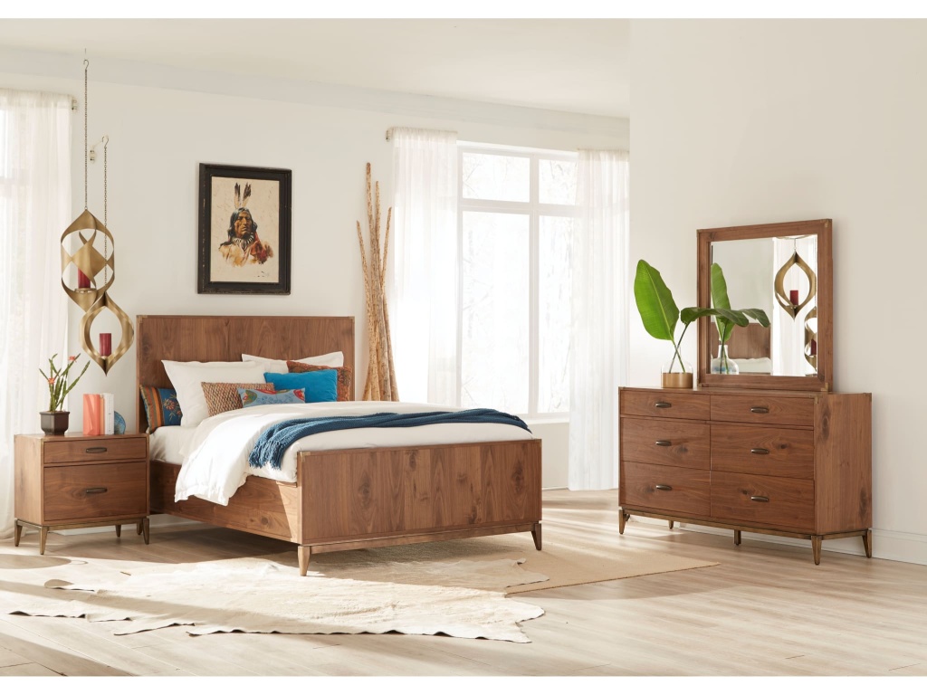 Adler Beveled Glass Mirror in Natural Walnut - image 2