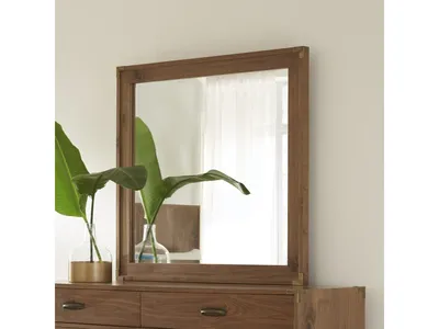 Adler Beveled Glass Mirror in Natural Walnut