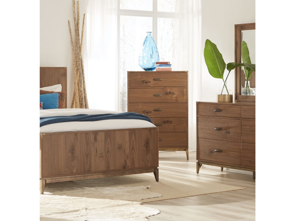 Adler Five Drawer Chest in Natural Walnut - image 1