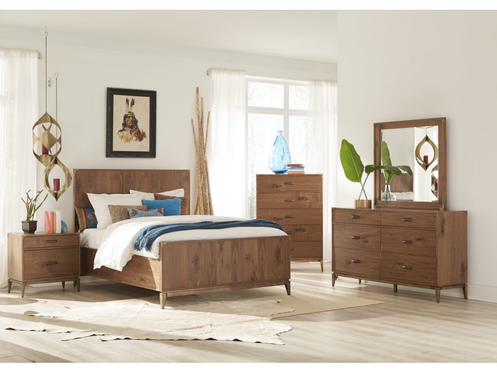 Adler Wood Panel Bed in Natural Walnut - main image