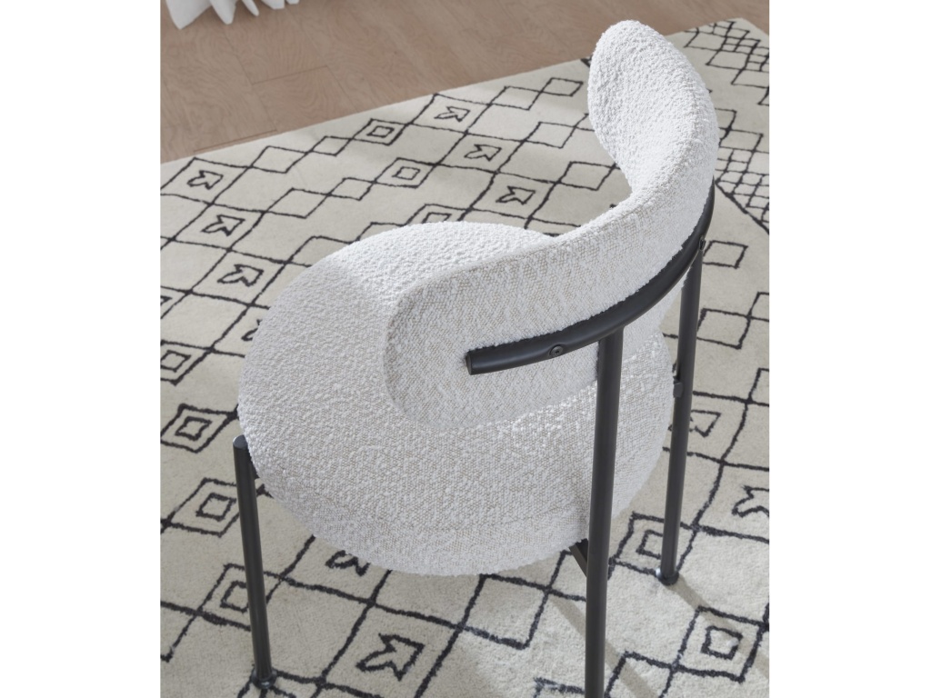 Aere Boucle Upholstered Metal Leg Dining Chair in Ivory and Black - image 1