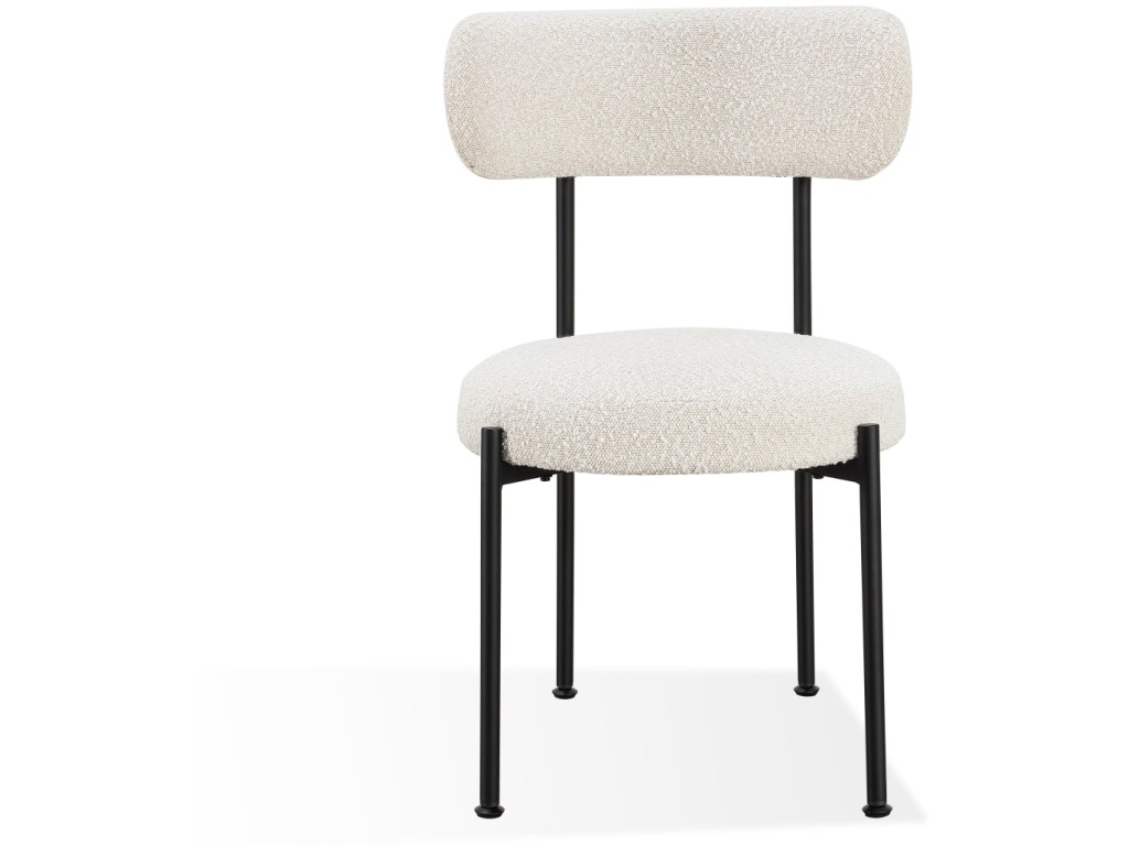 Aere Boucle Upholstered Metal Leg Dining Chair in Ivory and Black - image 3
