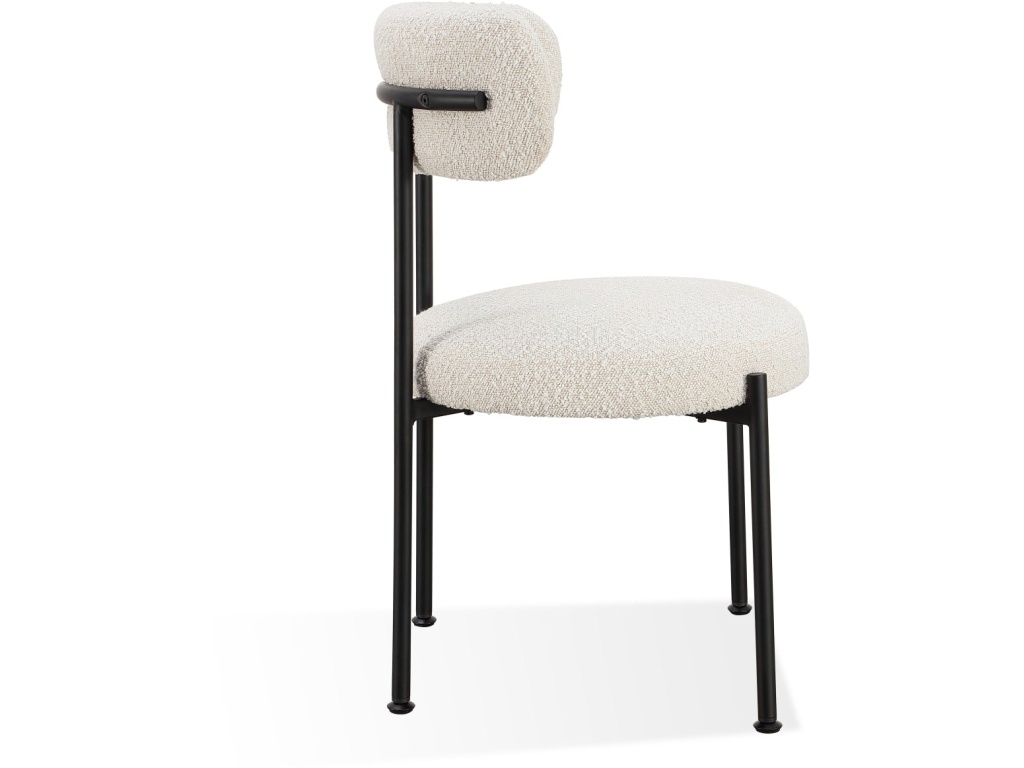 Aere Boucle Upholstered Metal Leg Dining Chair in Ivory and Black - image 4