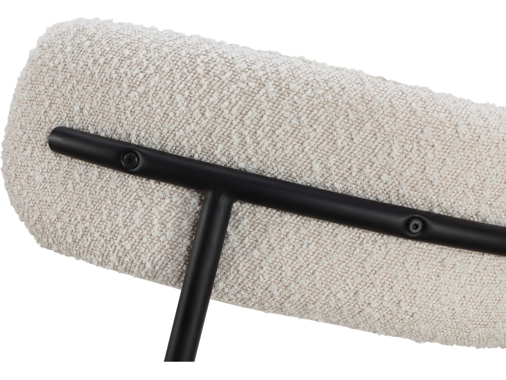 Aere Boucle Upholstered Metal Leg Dining Chair in Ivory and Black - image 6