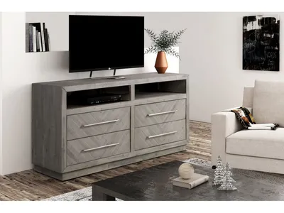 Alexandra Solid Wood 64 inch Media Console in Rustic Latte