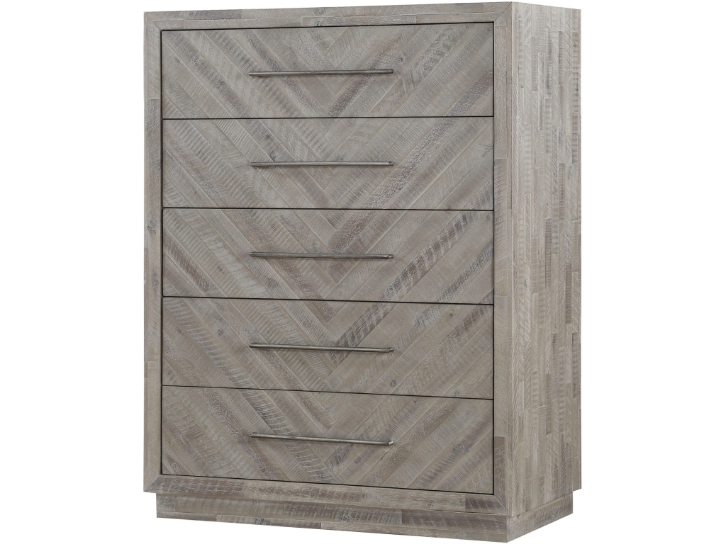 Alexandra Solid Wood Five Drawer Chest in Rustic Latte (2024) - image 1