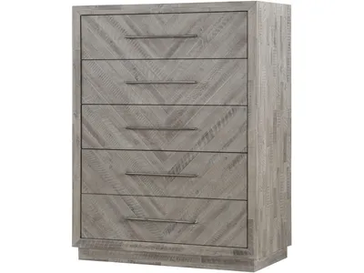 Alexandra Solid Wood Five Drawer Chest in Rustic Latte (2024) - Alternative View