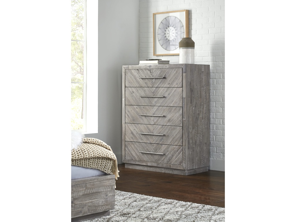 Alexandra Solid Wood Five Drawer Chest in Rustic Latte (2024) - image 3