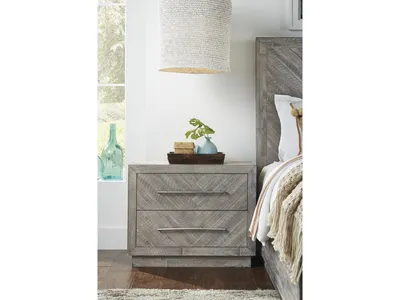 Alexandra Solid Wood Two Drawer Nightstand in Rustic Latte