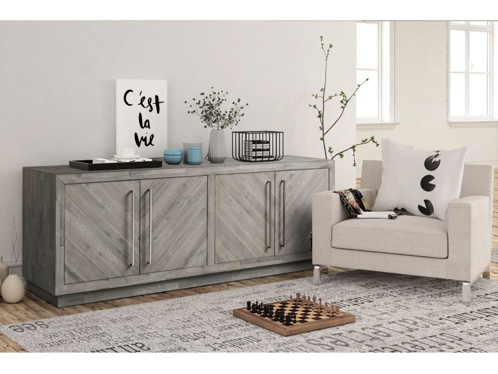 Alexandrda Solid Wood 74 inch Media Console in Rustic Latte - image 1