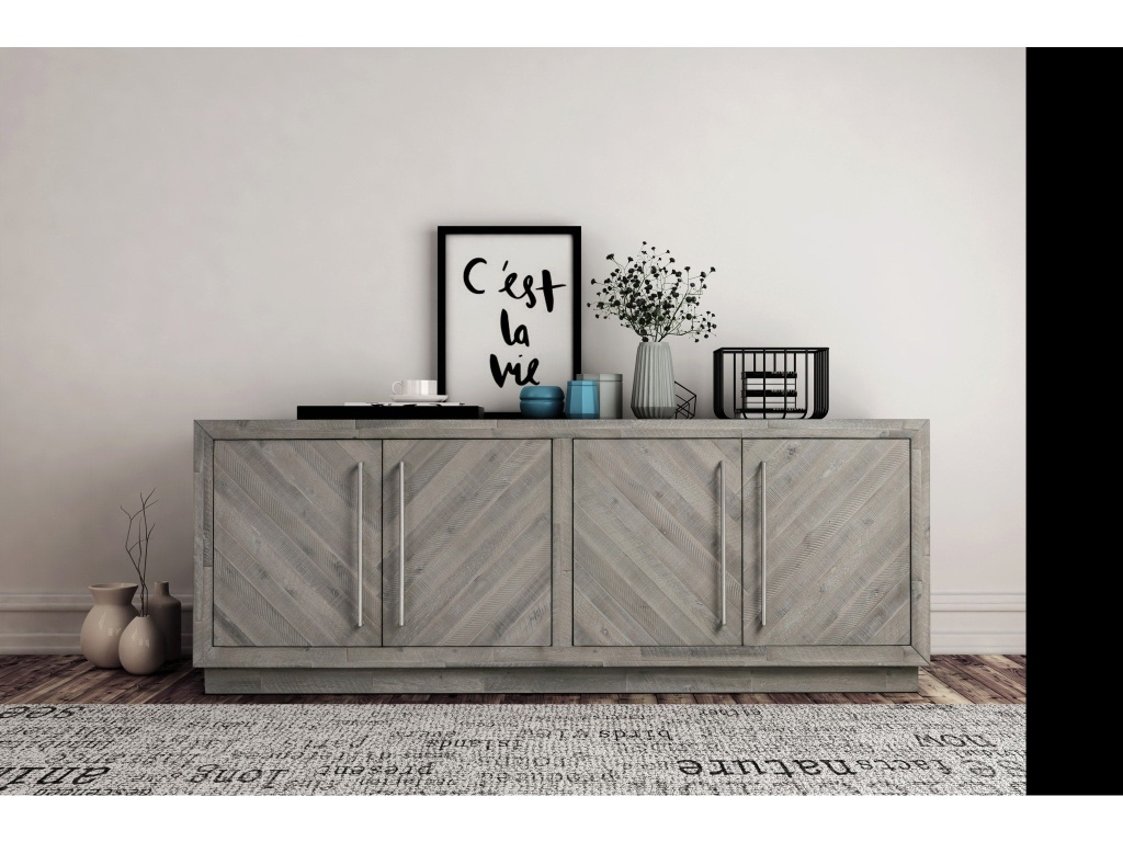 Alexandrda Solid Wood 74 inch Media Console in Rustic Latte - main image