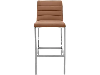 Amalfi Metal Back Bar Stool in Cognac Leather