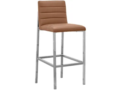 Amalfi Metal Back Bar Stool in Cognac Leather