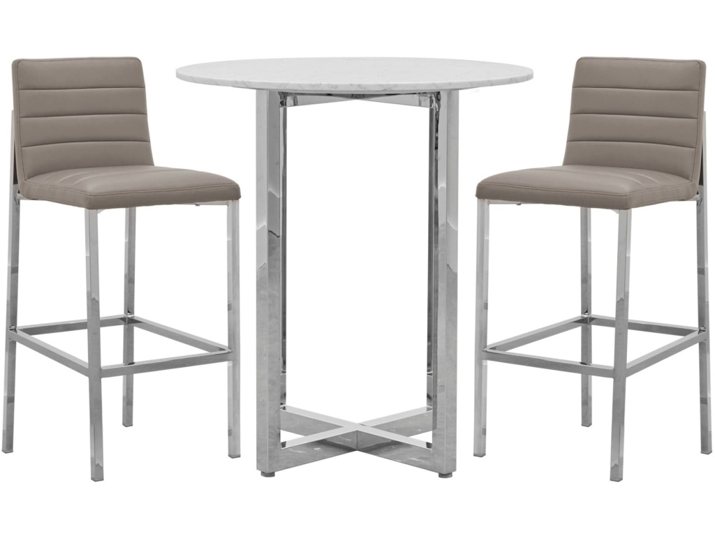 Amalfi Metal Back Bar Stool in Taupe Leather - image 2