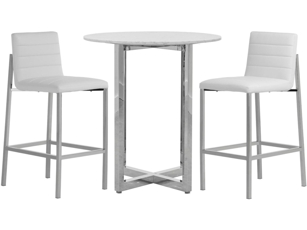 Amalfi Metal Back Bar Stool in White Leather - image 4