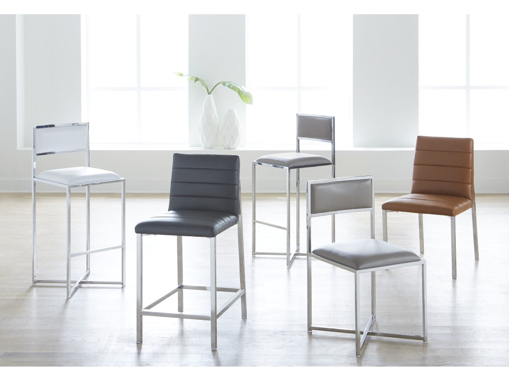 Amalfi Metal Back Bar Stool in White Leather - image 5
