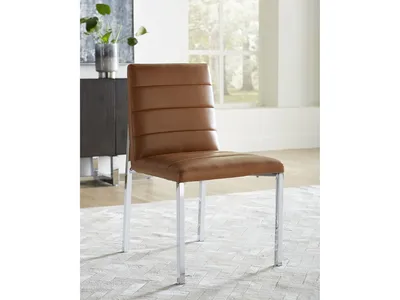 Amalfi Metal Back Chair in Cognac Leather