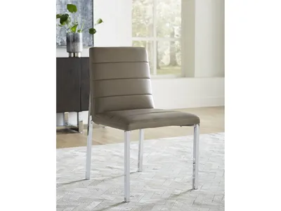 Amalfi Metal Back Chair in Taupe Leather