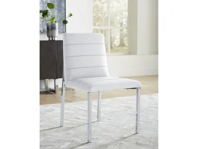 Amalfi Metal Back Chair in White Leather