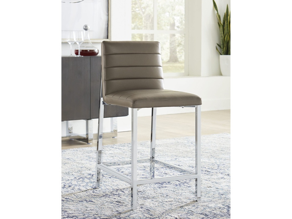 Amalfi Metal Back Counter Stool in Taupe Leather - main image