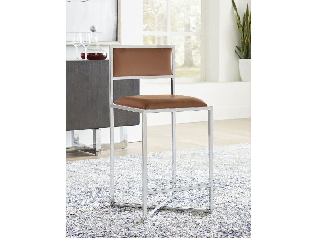 Amalfi X-Base Counter Stool in Cognac Leather - main image