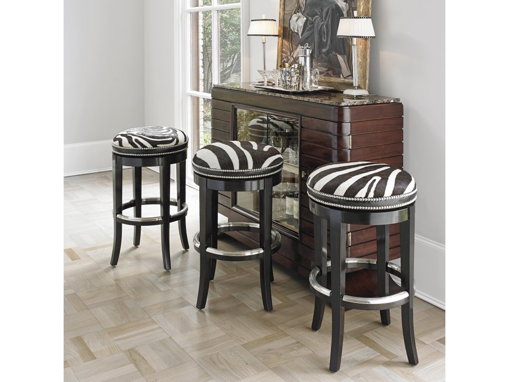 Zebrano Swivel Counter Stool - Backless - image 2