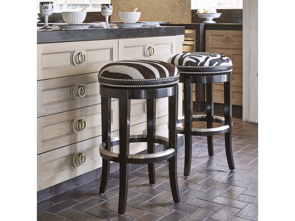 Zebrano Swivel Counter Stool - Backless - image 1