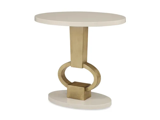 Vision Accent Table - Linen / Gold Leaf