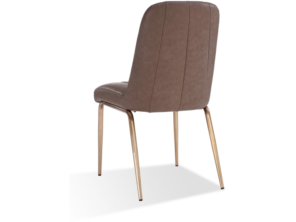 Apollo Upholstered Dining Chair in Cinnamon Synthetic Leather and Brushed Bronze Metal - image 1