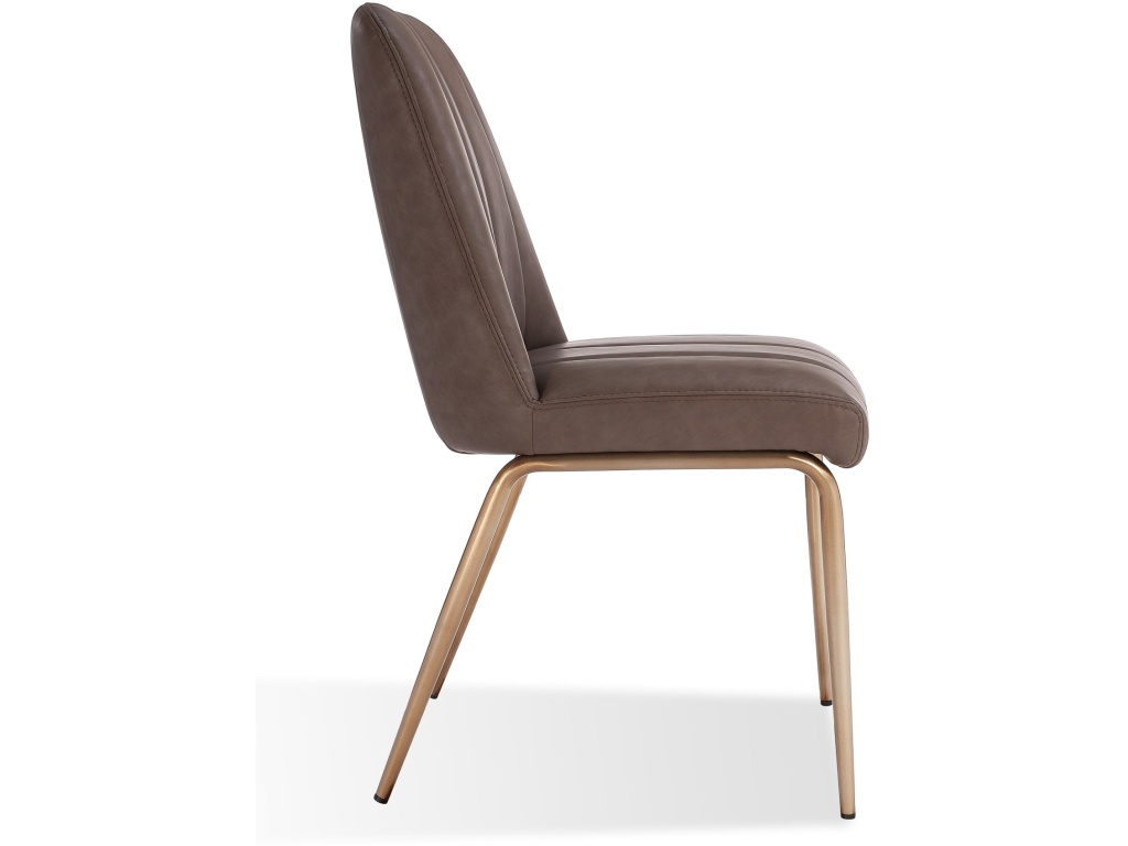 Apollo Upholstered Dining Chair in Cinnamon Synthetic Leather and Brushed Bronze Metal - image 3
