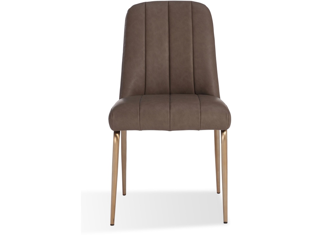 Apollo Upholstered Dining Chair in Cinnamon Synthetic Leather and Brushed Bronze Metal - image 4