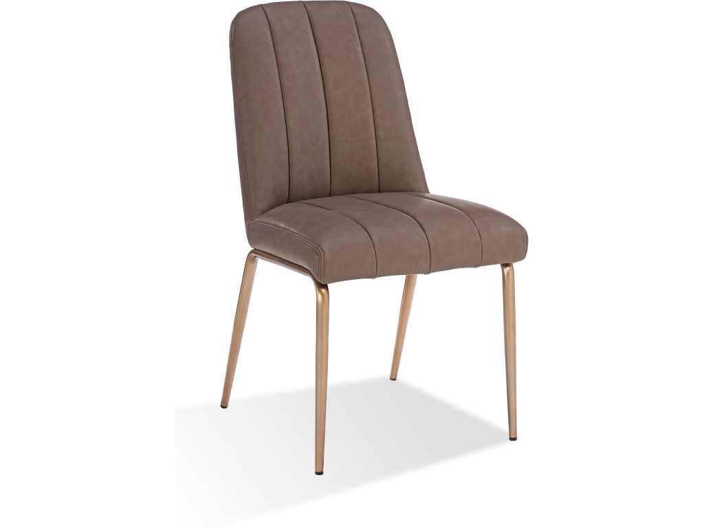 Apollo Upholstered Dining Chair in Cinnamon Synthetic Leather and Brushed Bronze Metal - main image