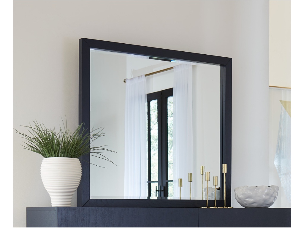 Argento Beveled Glass Wall or Dresser Mirror in Navy Blue - main image